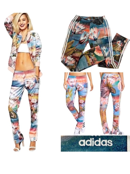 adidas Pants - Rare Adidas X Farm Rio Curso d’Agua Firebird Lotus Track Pants XS